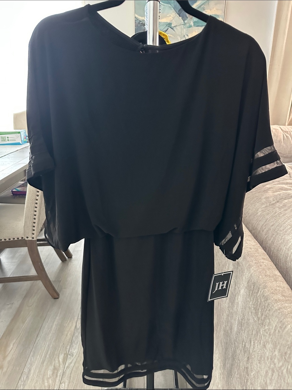 JH Black Short Sleeve Blouson Dress